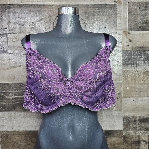 Cacique Purple Unlined Balconette Bra 46DD - Picture 3 of 10